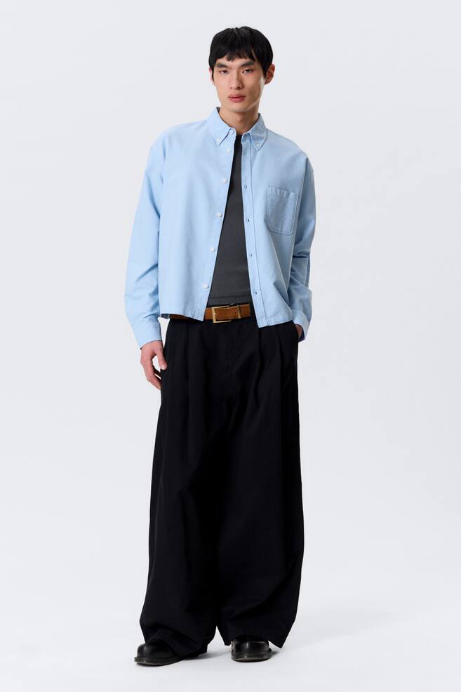 Boxy Long-Sleeved Oxford Shirt - Light Blue - 2