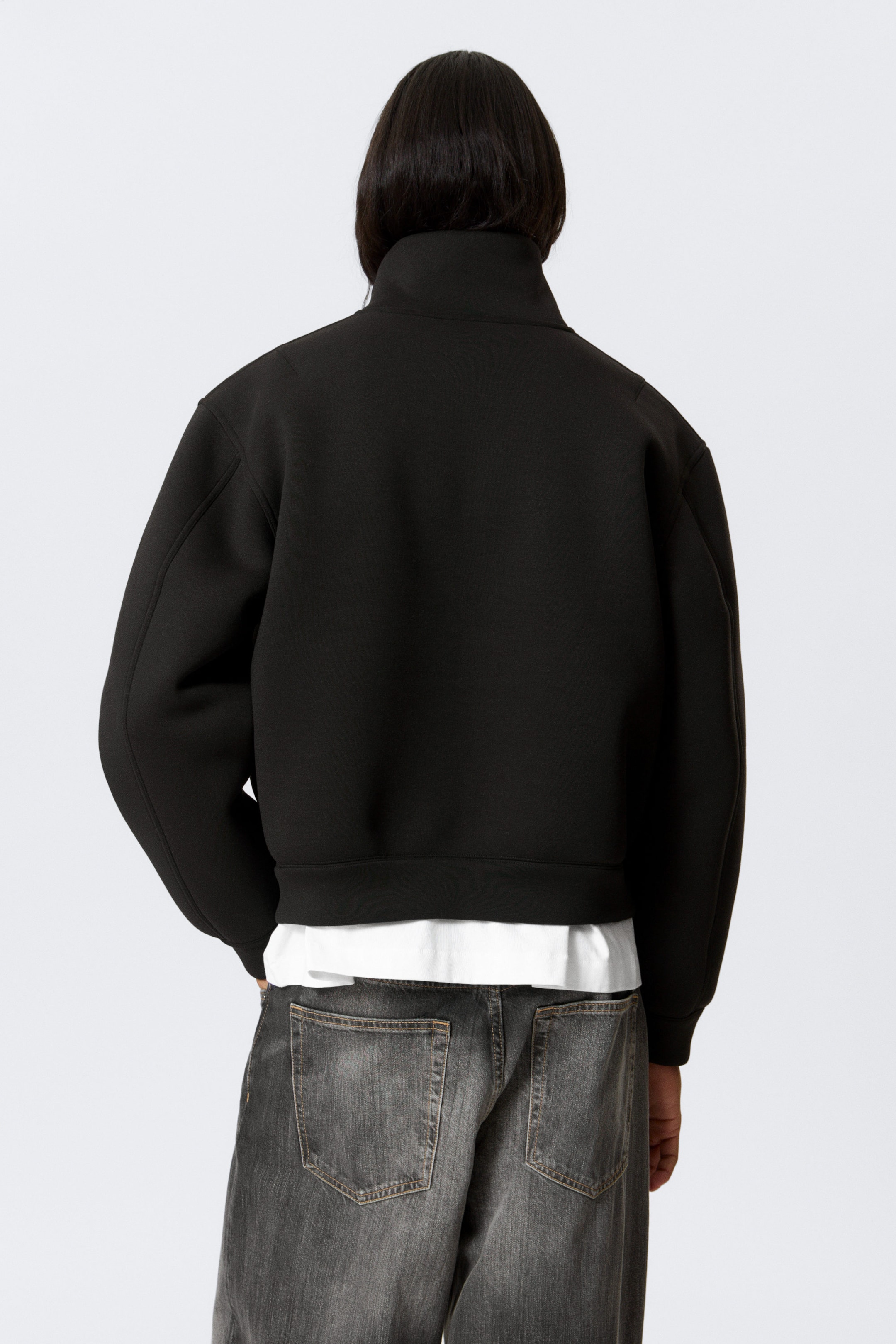 Black - Structured Scuba Zip Jacket - 2