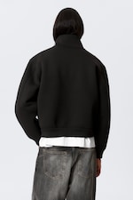 Black - Structured Scuba Zip Jacket - 2