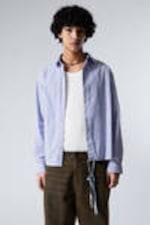 Splattered Lilac Stripes - Relaxed Printed Button-up Cotton Shirt - 0