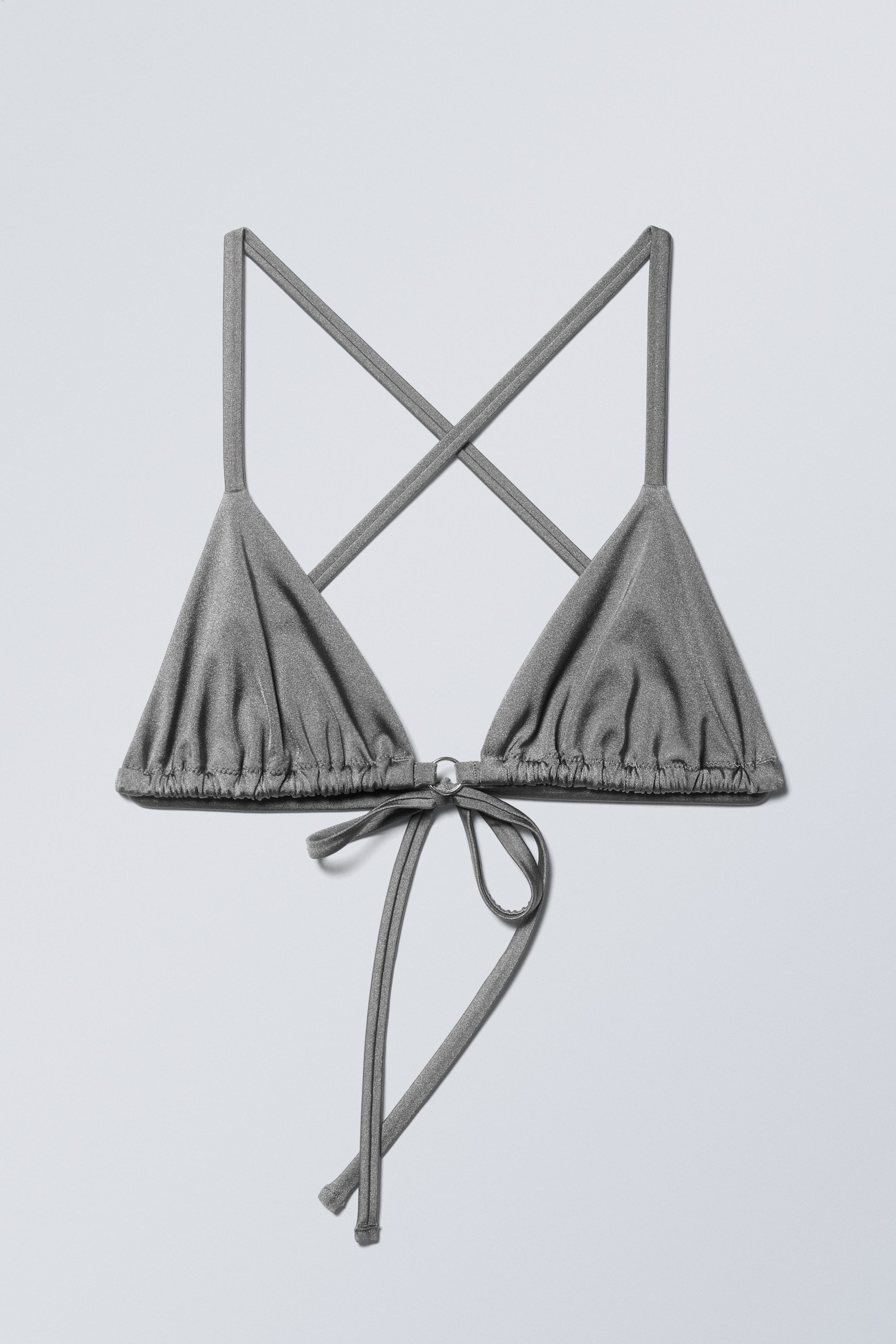 Grauer Schimmer - Triangel-Bikinioberteil zum Binden - 1