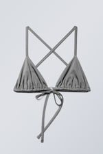 Grauer Schimmer - Triangel-Bikinioberteil zum Binden - 0