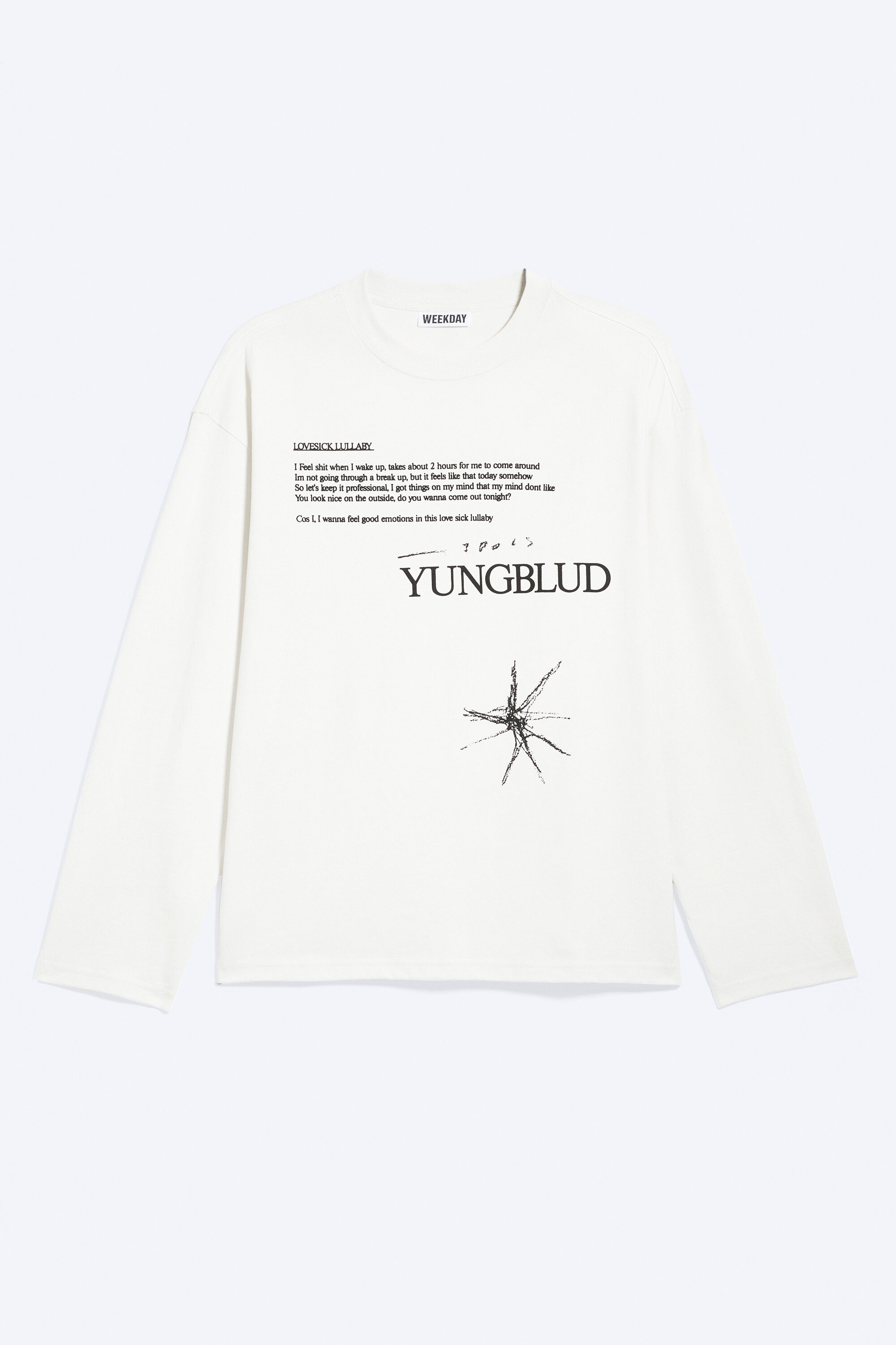 yungblud boxy printed long-sleeved tee - Off-white | Weekday WW