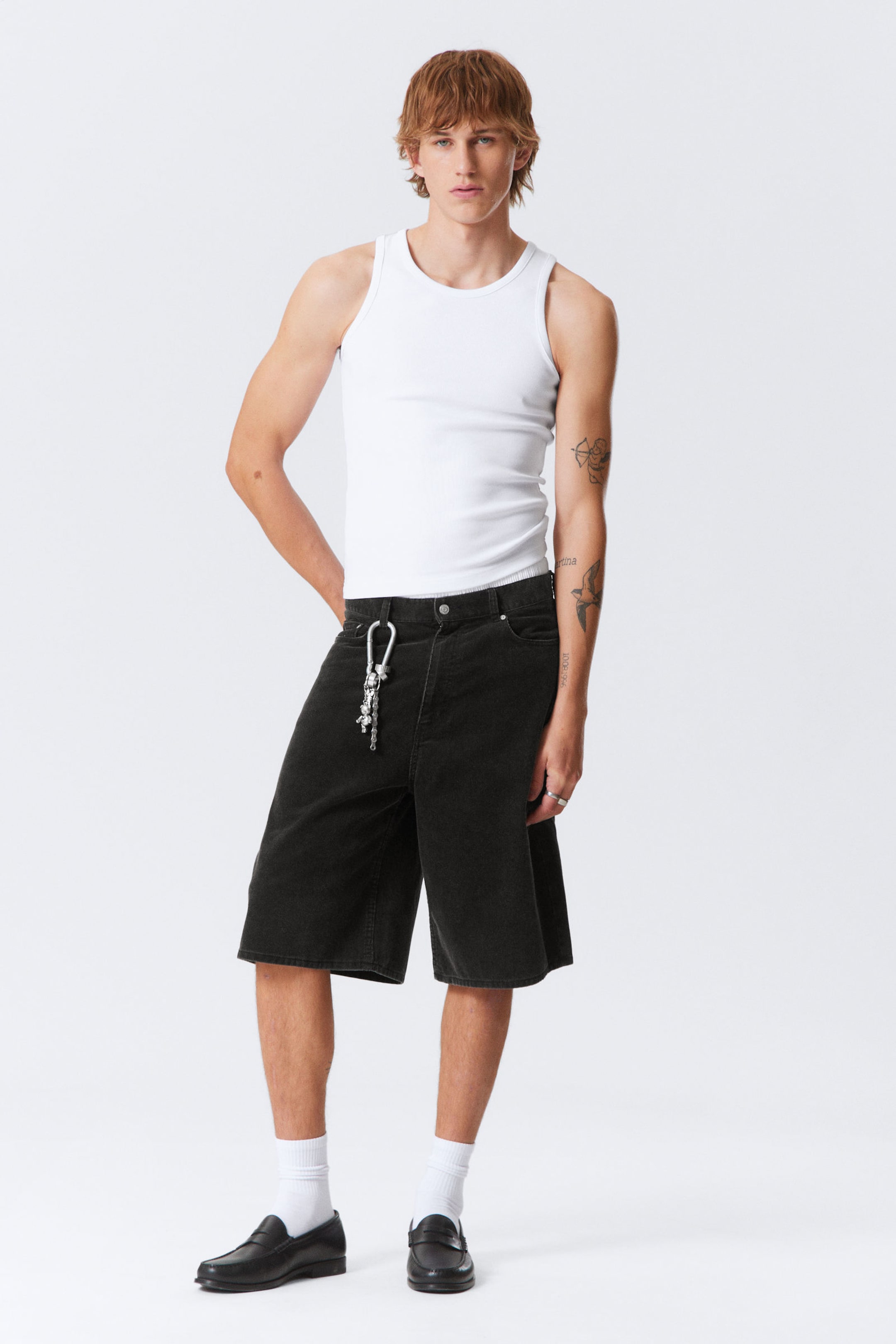 Black - Astro Loose Baggy Corduroy Shorts - 2