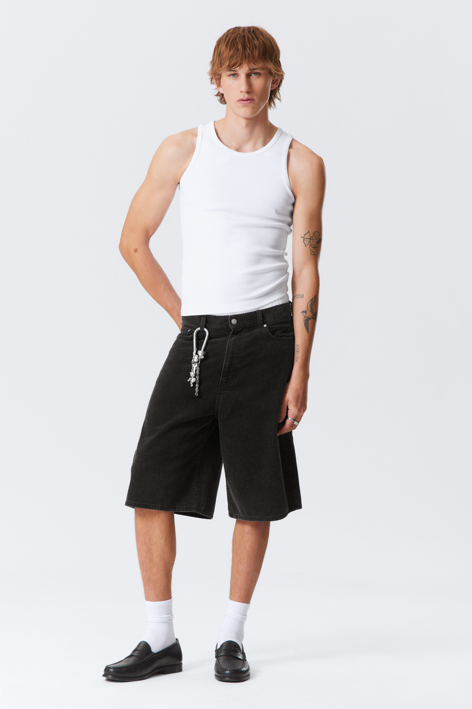 Svart - Astro Loose Baggy Corduroy Shorts - 4