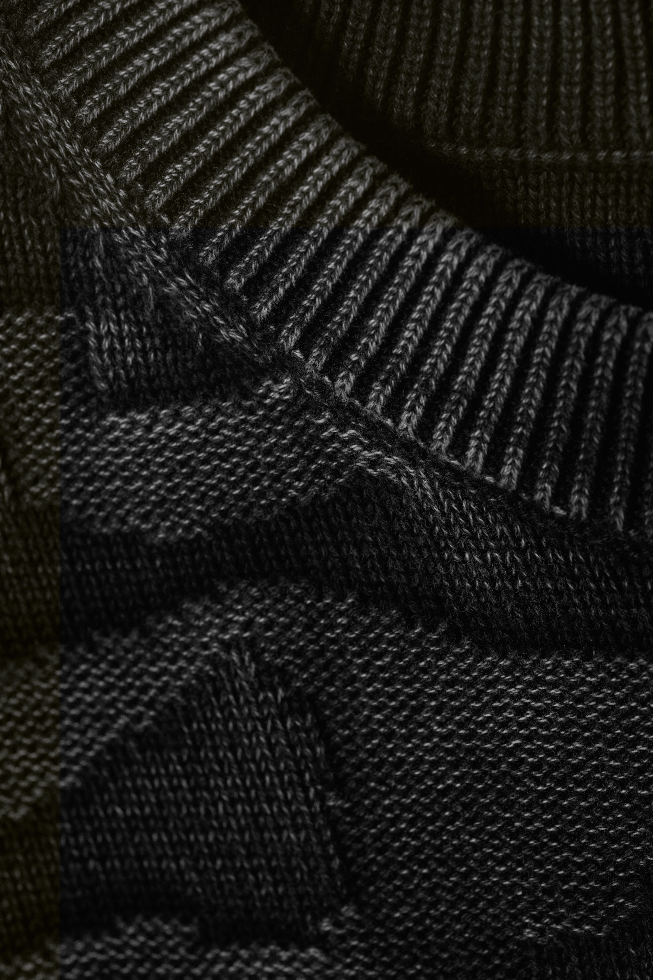 Zwart - Oversized gebreide katoenen trui met grafische print - 4