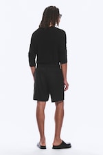 Black - Relaxed Linen Drawstring Shorts - 3
