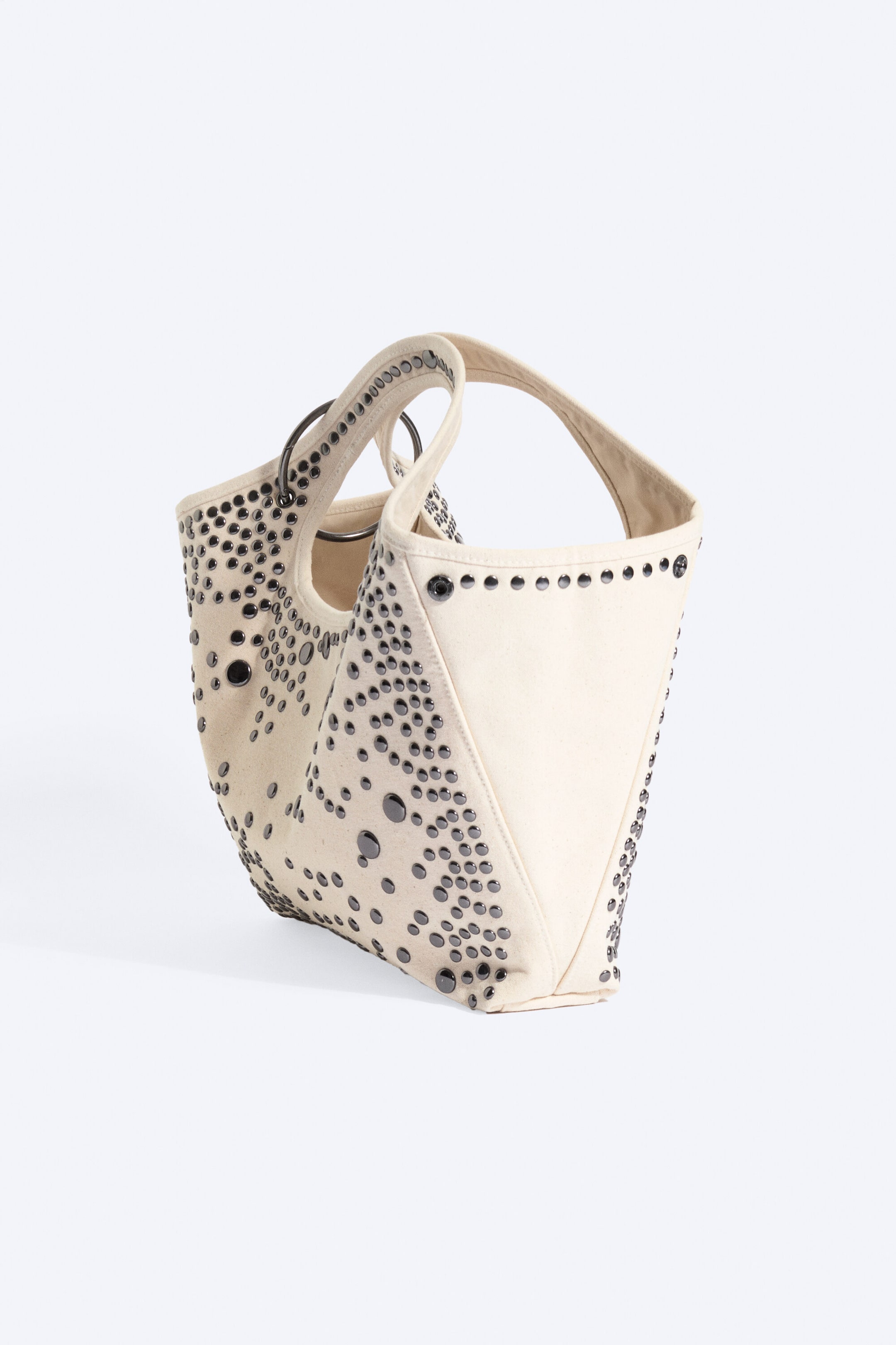 Ljus Mullvad - Canvasväska med nitar - 3