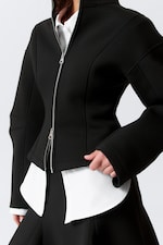 Black - Fitted Scuba Zip Jacket - 1