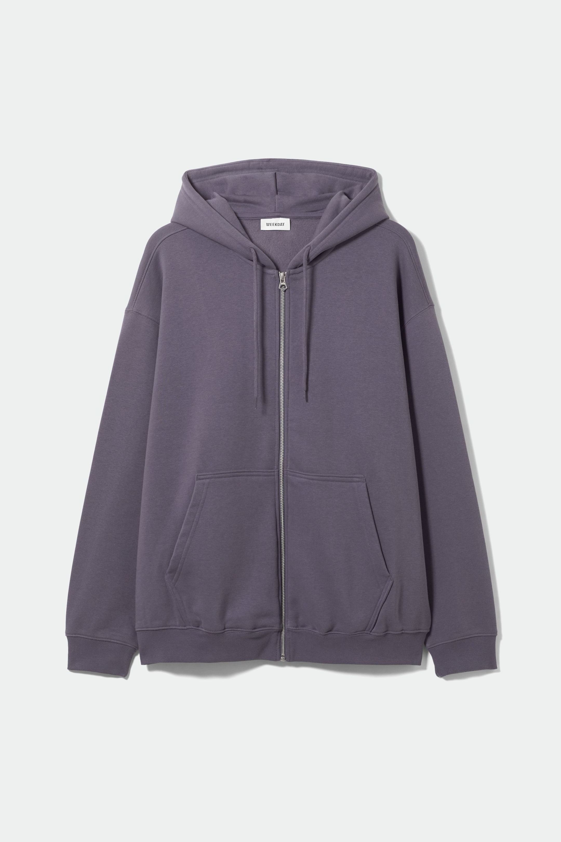 Dunkellila - Oversized-Kapuzenjacke mit Reißverschluss - 0