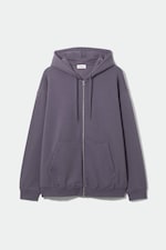 Dunkellila - Oversized-Kapuzenjacke mit Reißverschluss - 0