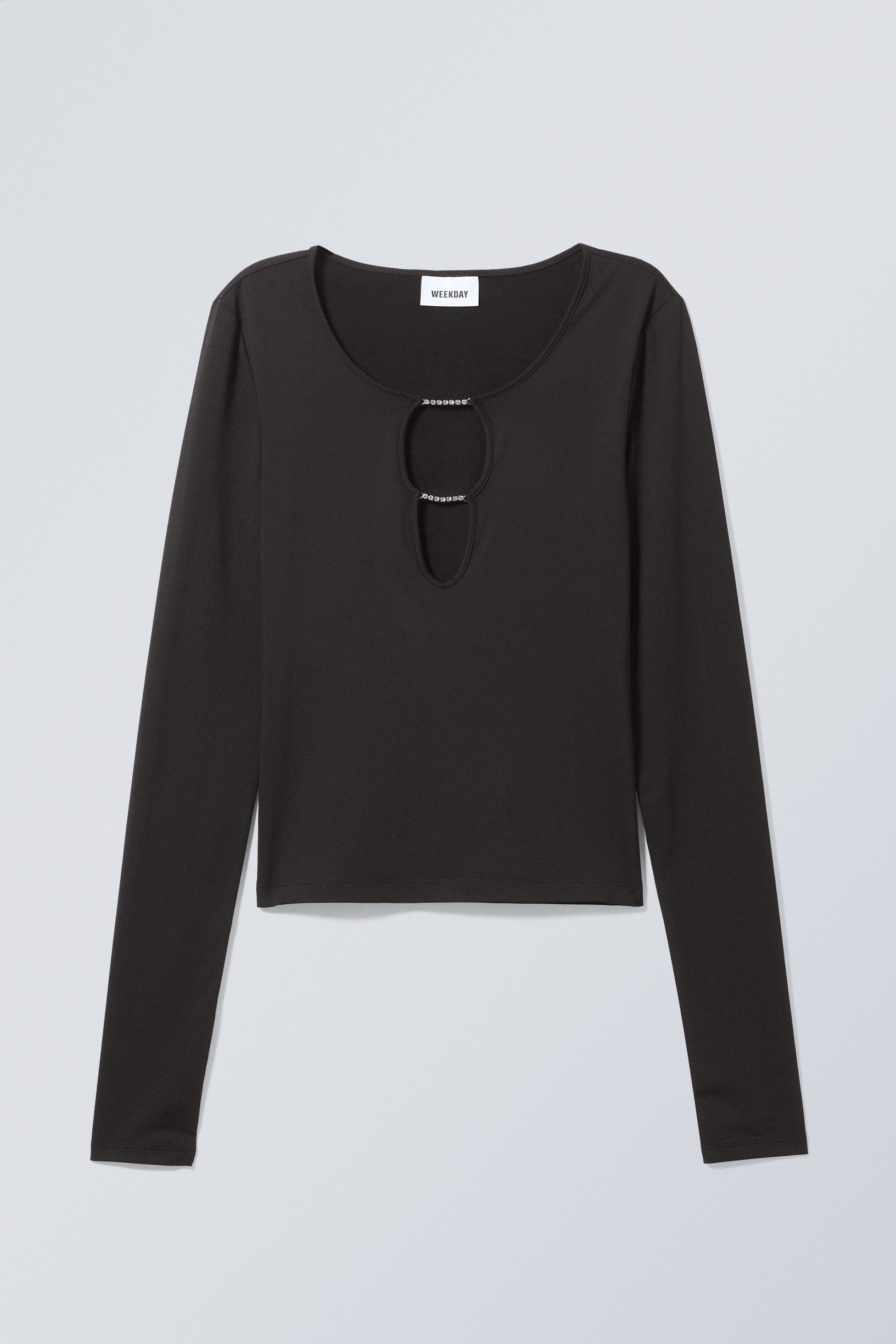 Black - Clear Rhinestone Long Sleeve - 0