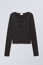 Black - Clear Rhinestone Long Sleeve - 0