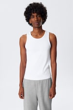 White - Classic Ribbed Tank Top - 0