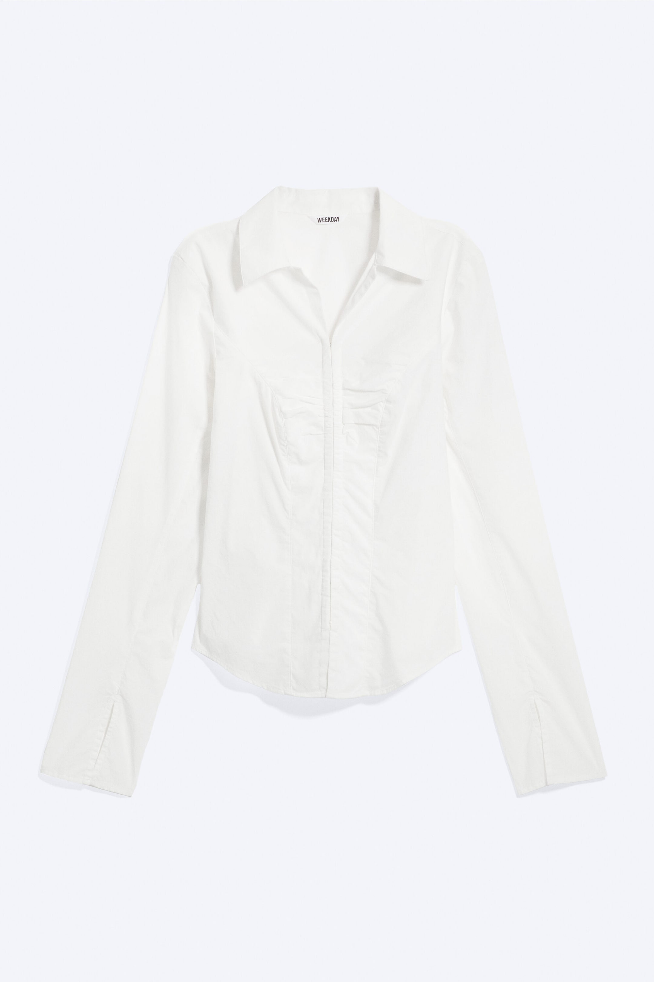 White - Long-Sleeved Hook-and-eye Top - 4
