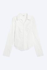 White - Long-Sleeved Hook-and-eye Top - 4