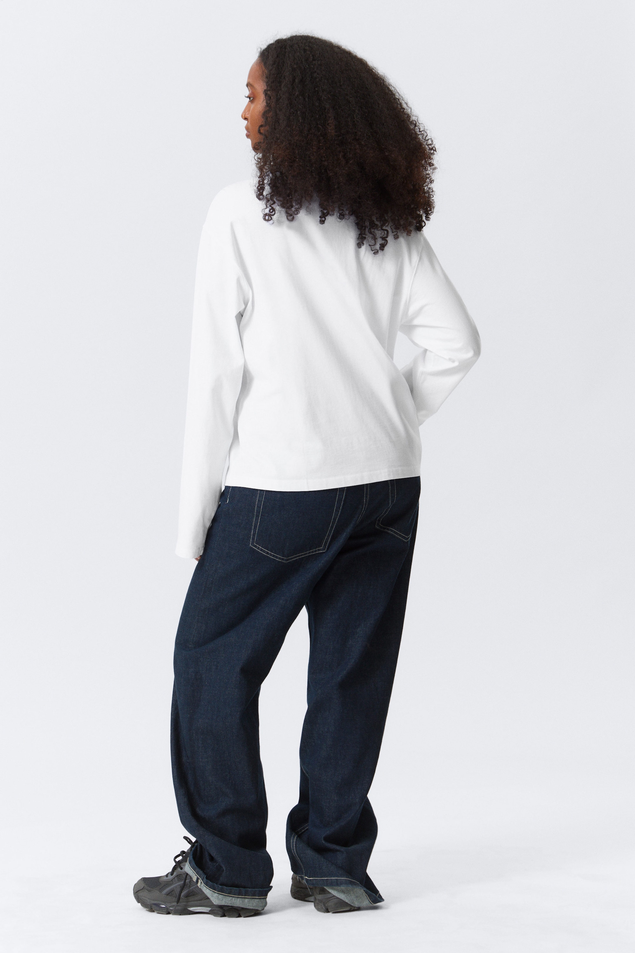 Blanc - T-shirt coton carré manches longues - 2