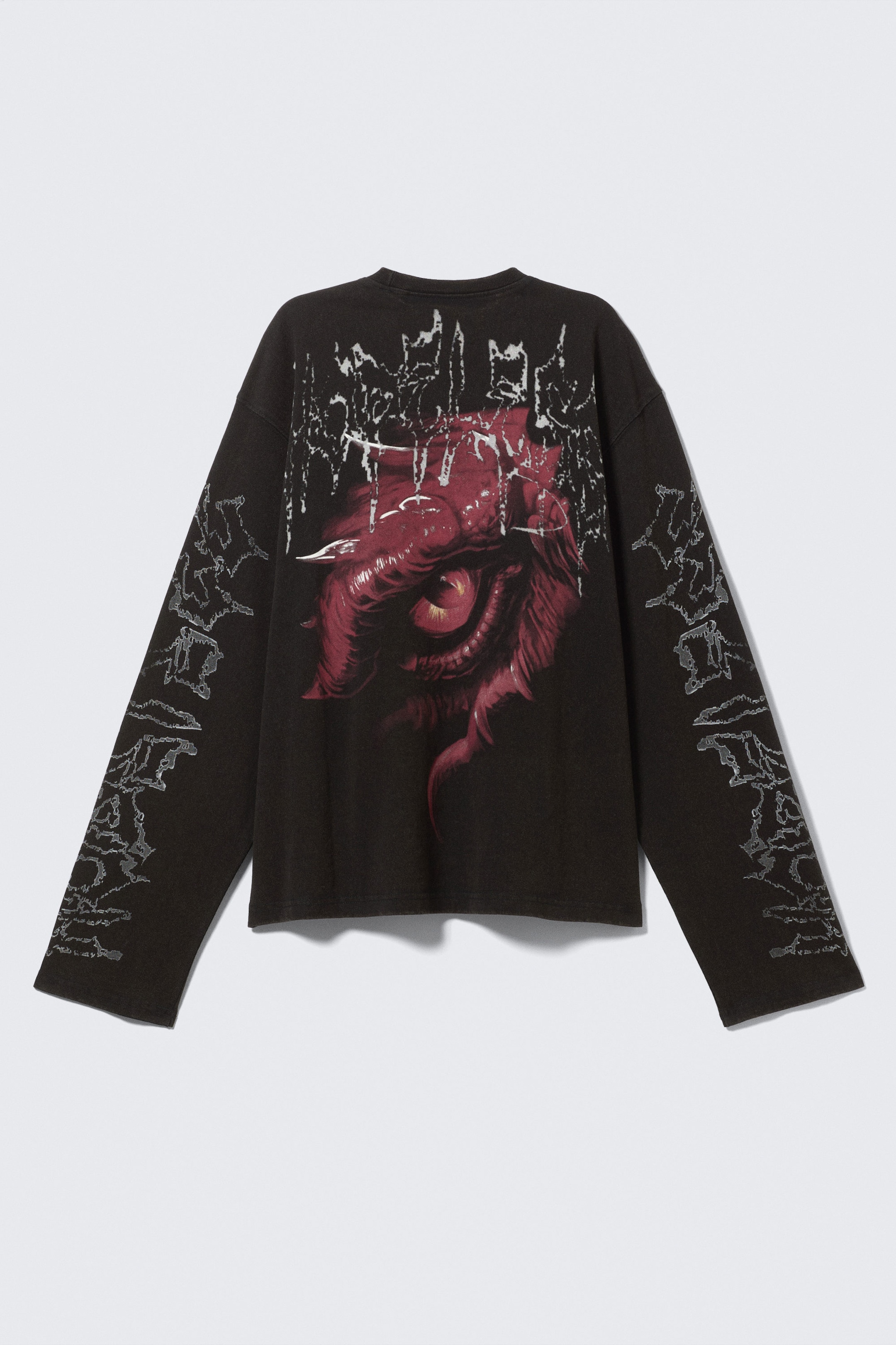 Washed Black - Dragon Gaze - Boxy top met print en lange mouwen - 5