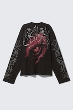Washed Black - Dragon Gaze - Boxy top met print en lange mouwen - 5