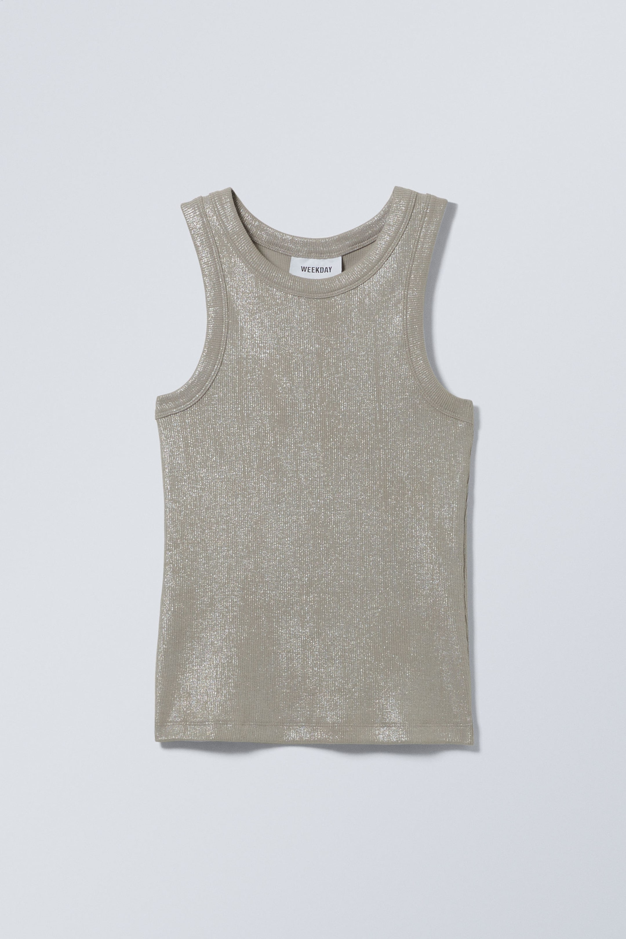 Metallic Beige - Metallic Coated Tank Top - 0