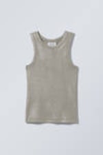 Metallic Beige - Metallic Coated Tank Top - 0