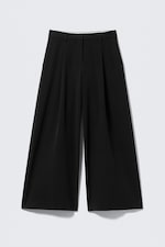 Black - Low Rise Wide Leg Pleated Suiting Trousers - 4