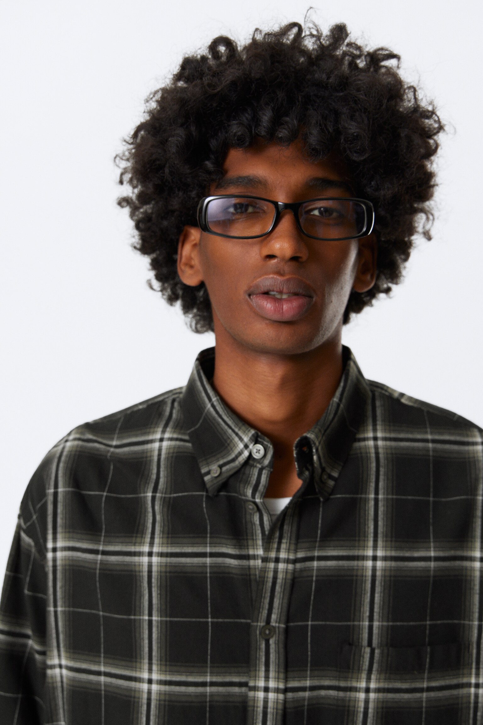 Loose Fit Checked Flannel Shirt - Black Checked - 4