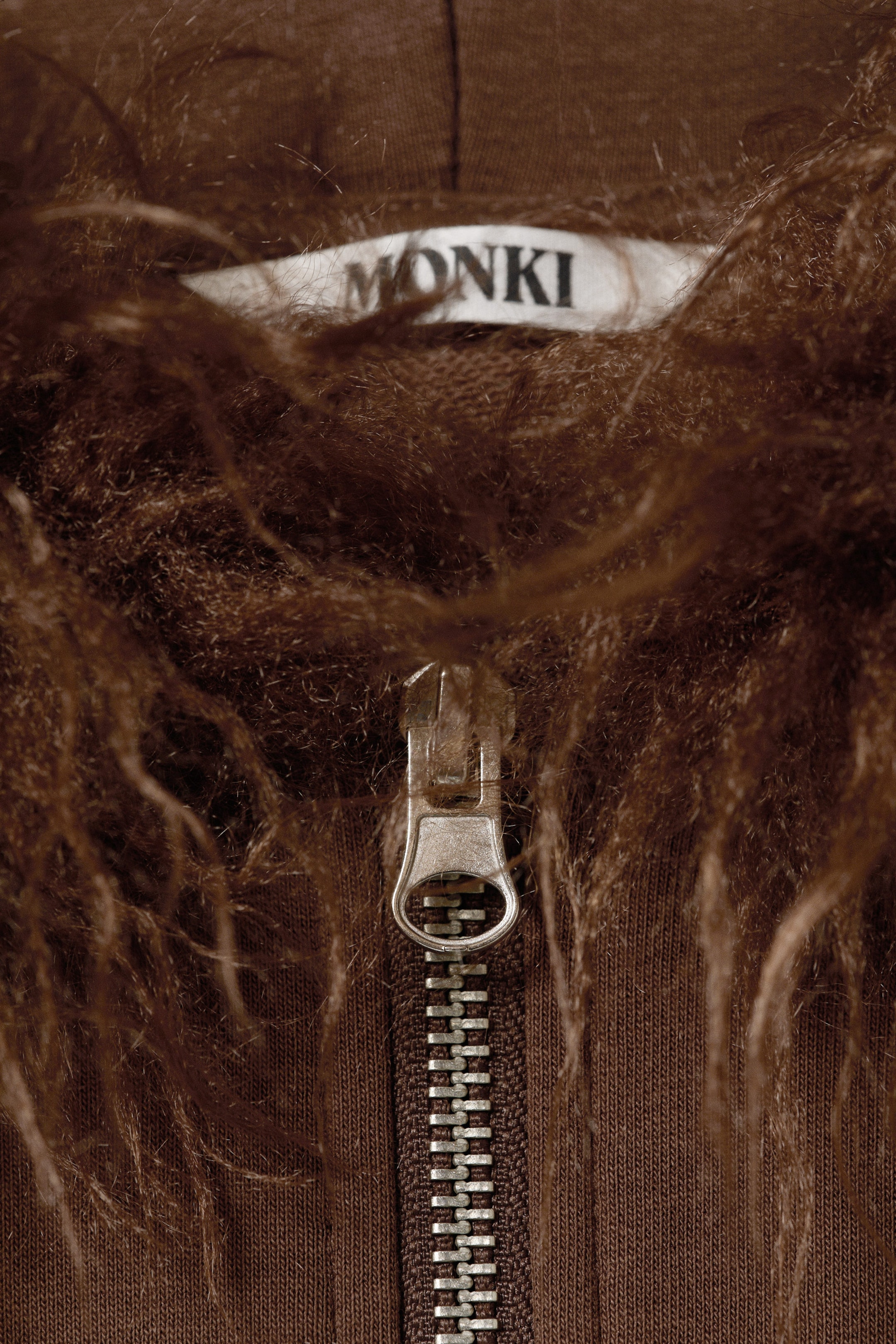 Brown - Fitted Zip Hoodie with Faux-Fur Trim - 5