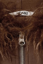 Brown - Fitted Zip Hoodie with Faux-Fur Trim - 5