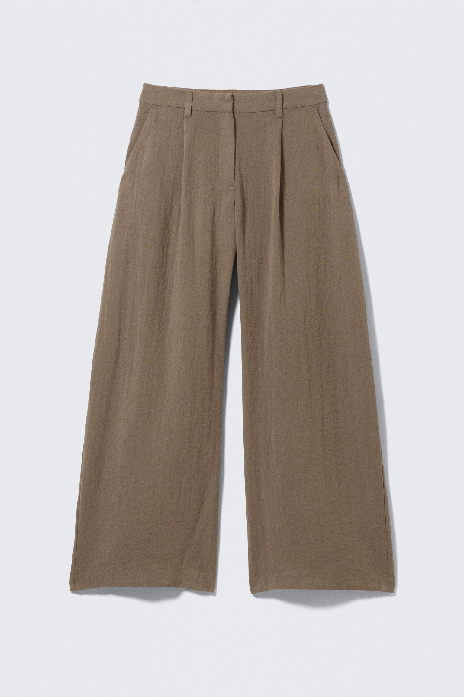 Low Rise Wide Leg Crinkled Trousers - Beige/Black - 2