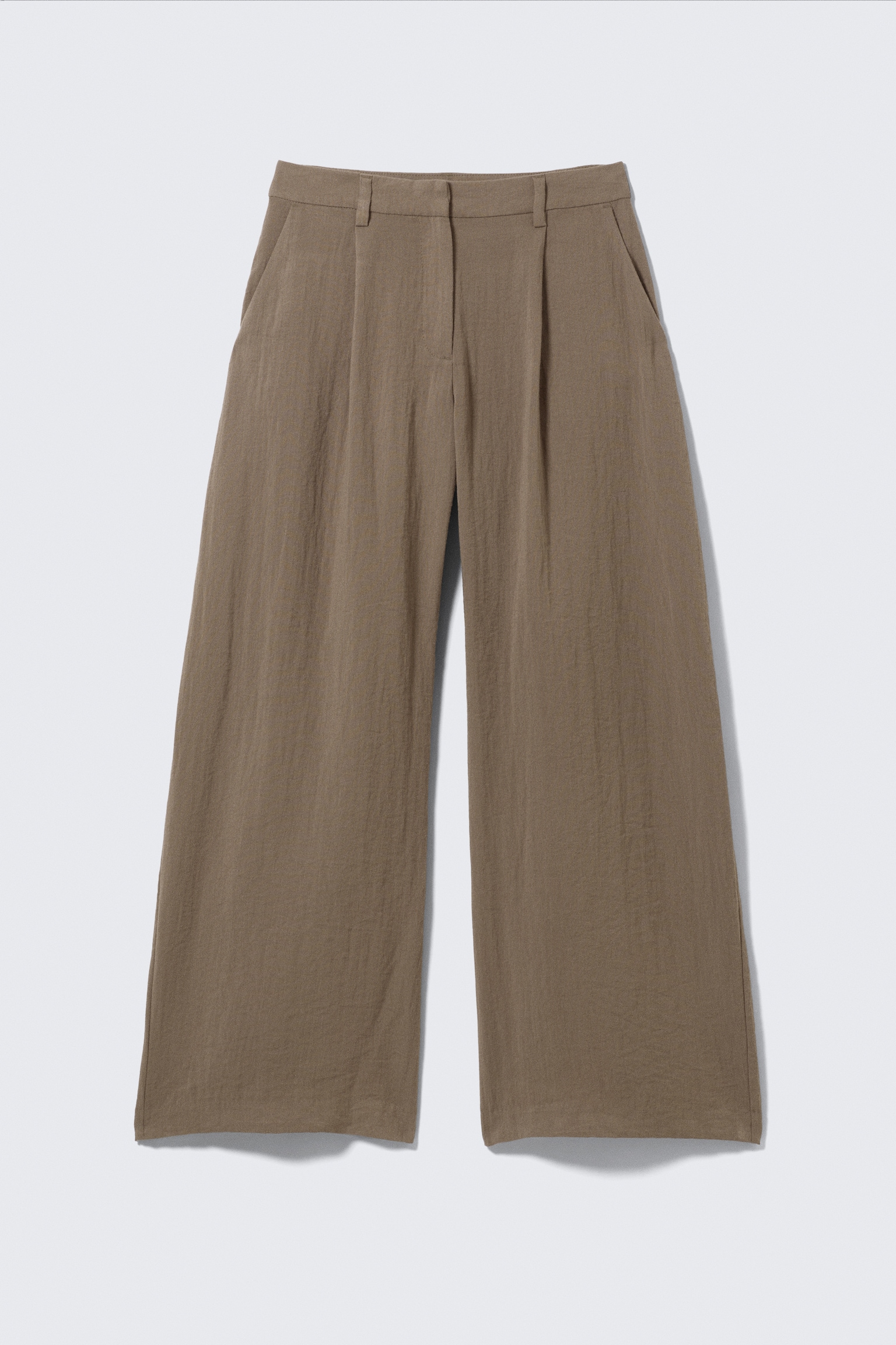 Weite, niedrig sitzende Hose in Knitteroptik - Beige/Schwarz - 2