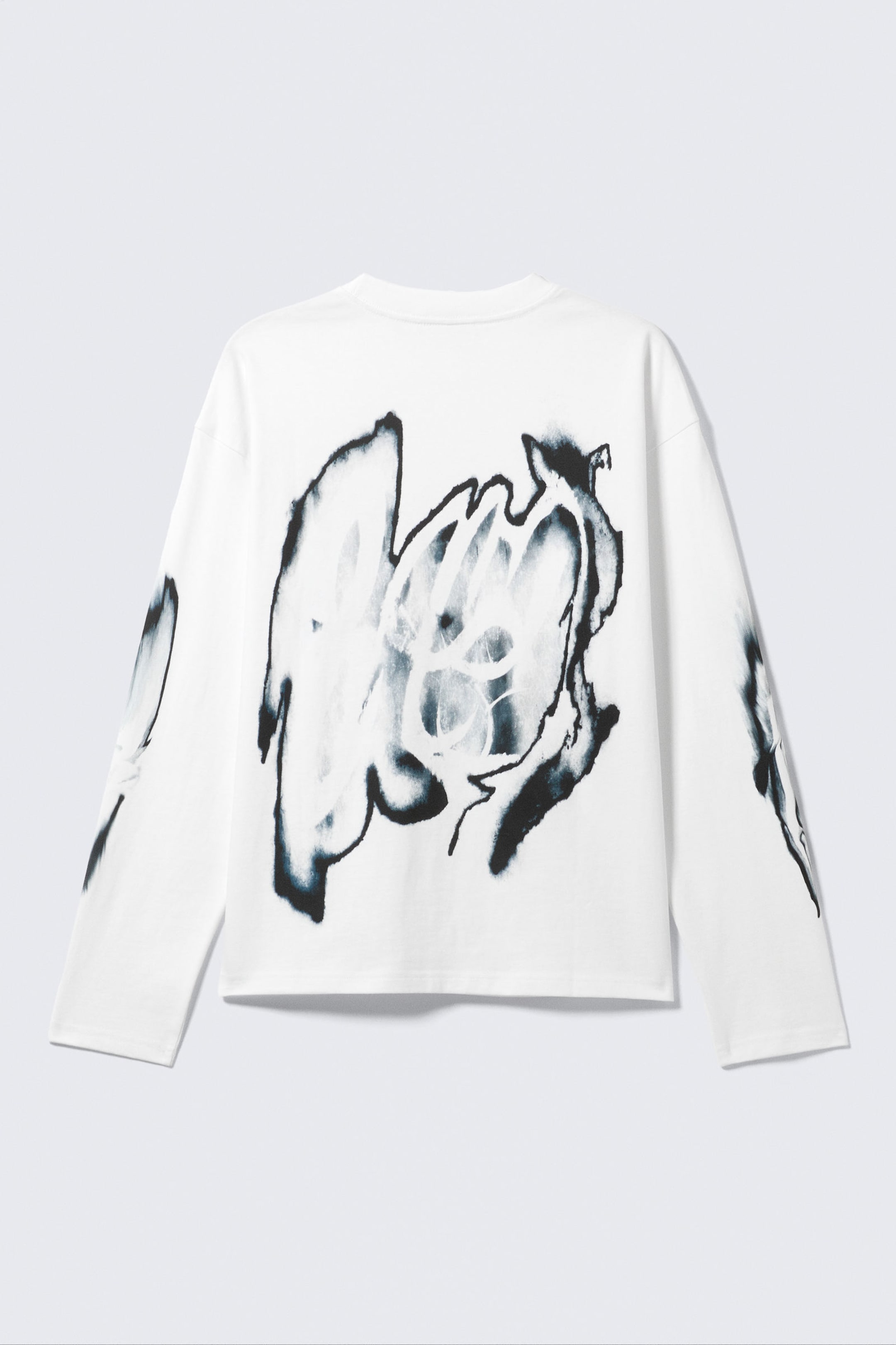 Vit - Abstrakt mönster - Långärmad Grafisk T-shirt - 4