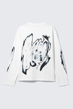 White - Abstract Print - Great Boxy Graphic Long Sleeve T-shirt - 1