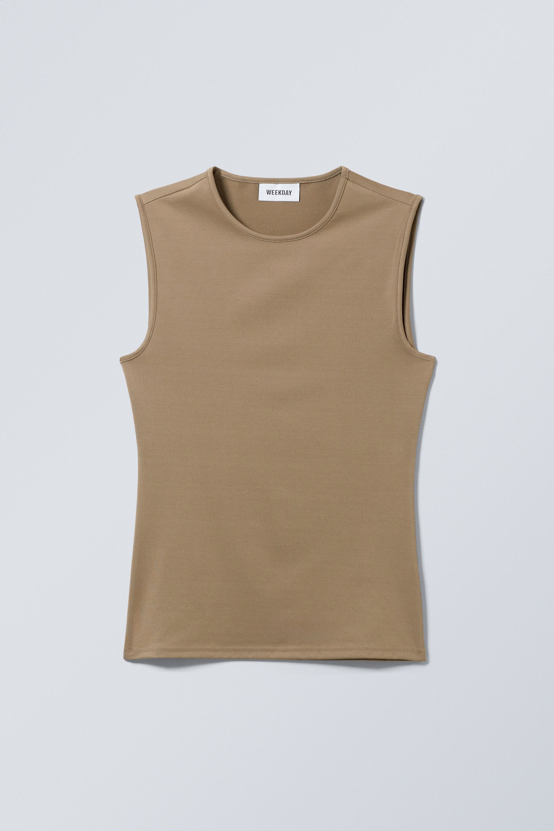 Dark Beige - Smooth Fitted Tank Top - 1