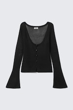 Schwarz - Grobstrick-Cardigan mit Knöpfen - 3