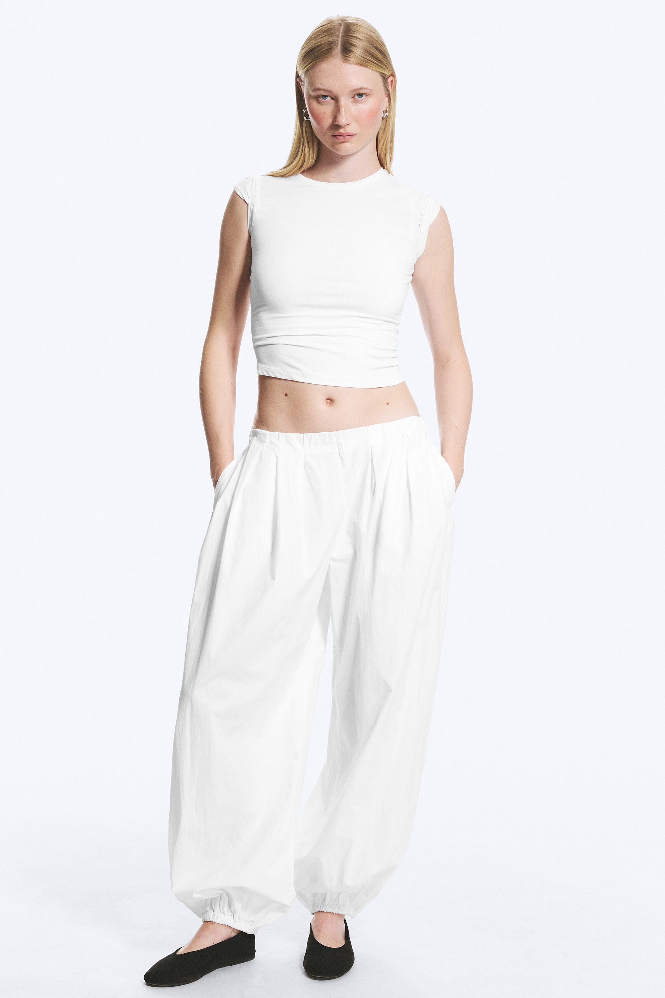 White - Balloon Cotton Trouser - 1