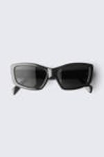 Schwarz - Mittelbreite rechteckige Sonnenbrille - 0