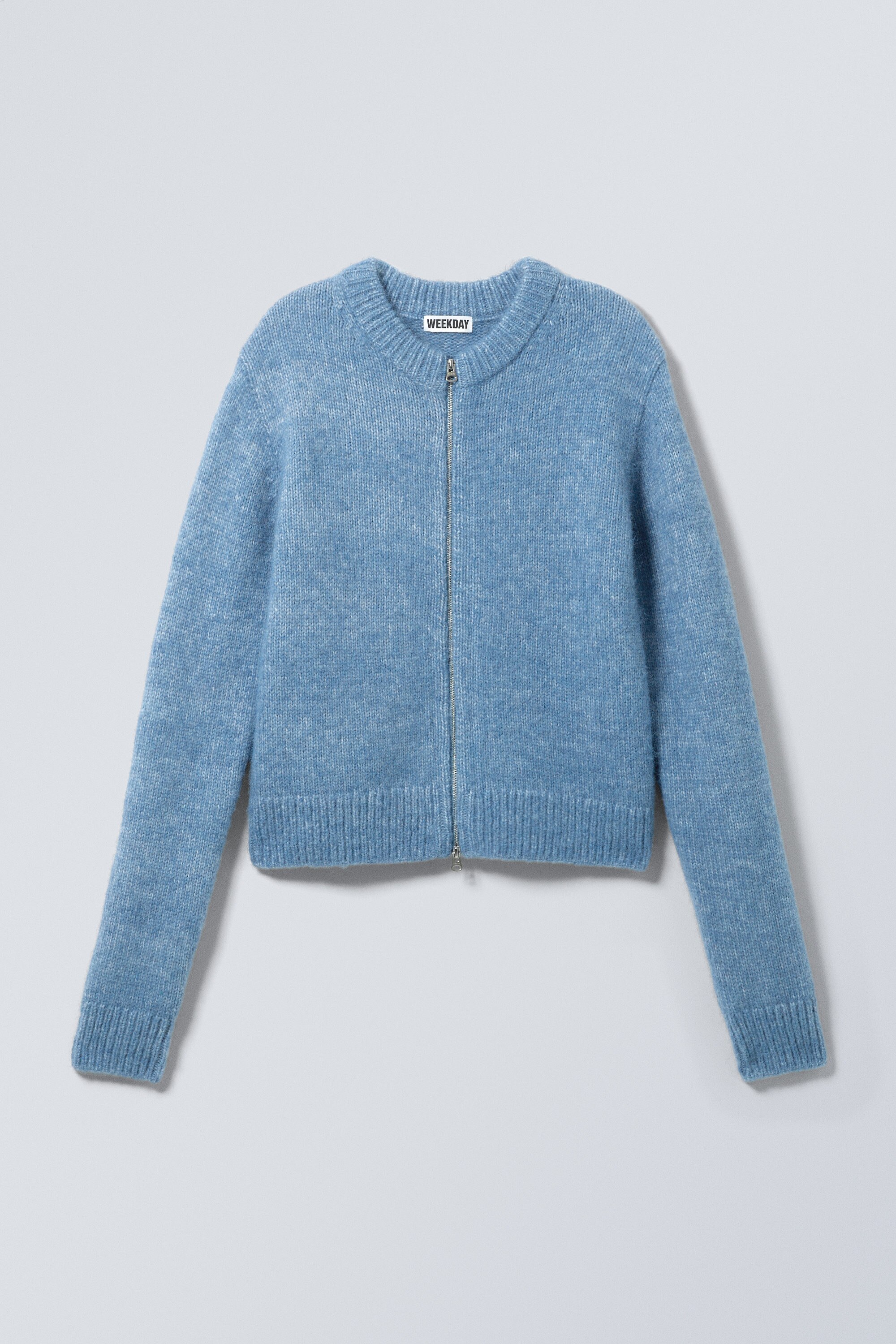slim knitted zip cardigan - Blue Melange | Weekday GB