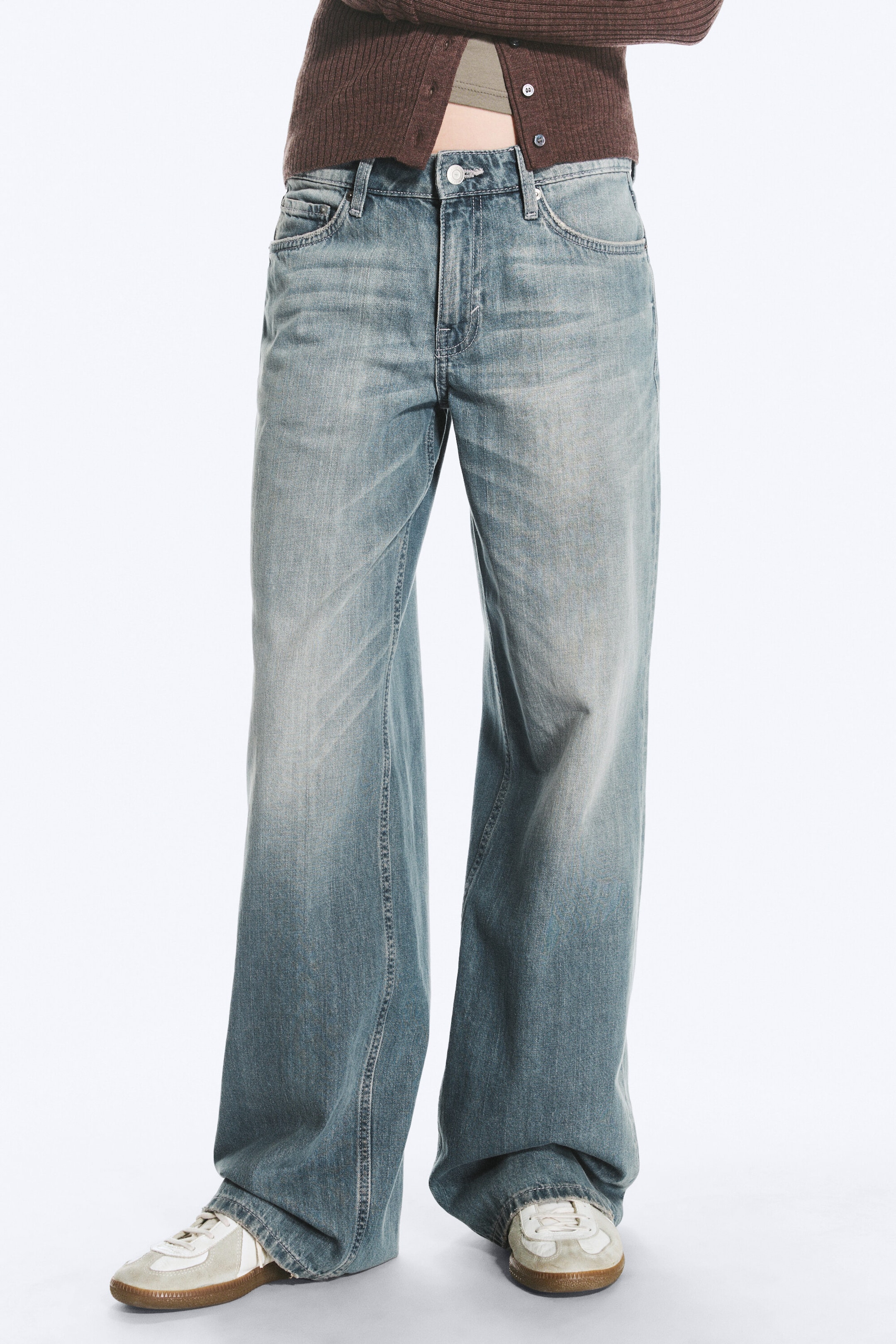 Gloria Blue - Bleu moyen - Jean jambe large taille basse Ample - 2