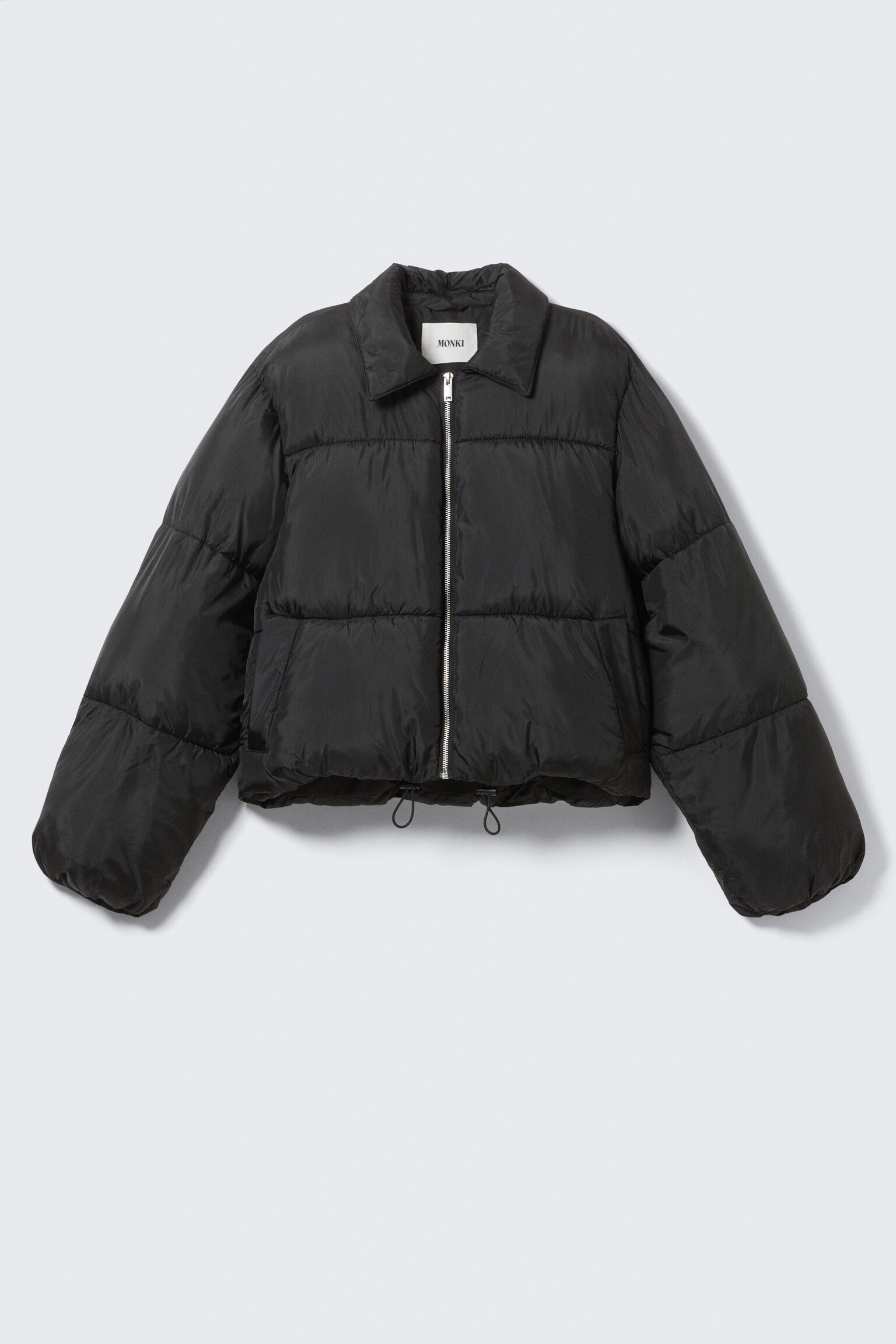 Collared Puffer Jacket - Black/Dark Brown - 2