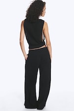 Black - Crinkled Cotton Trousers - 3