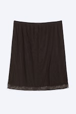 Dark Brown - Lagdelt mesh midi-skjørt - 0