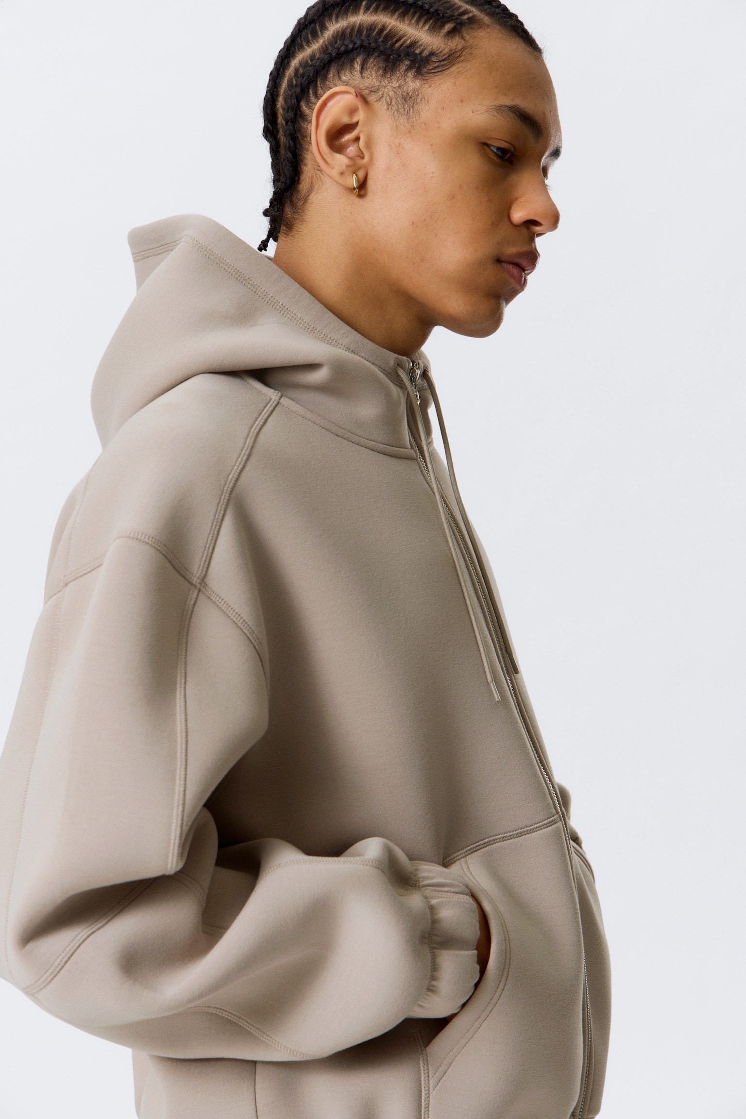 Felpa con cappuccio e zip - Light Dusty Mole/Nero - 7