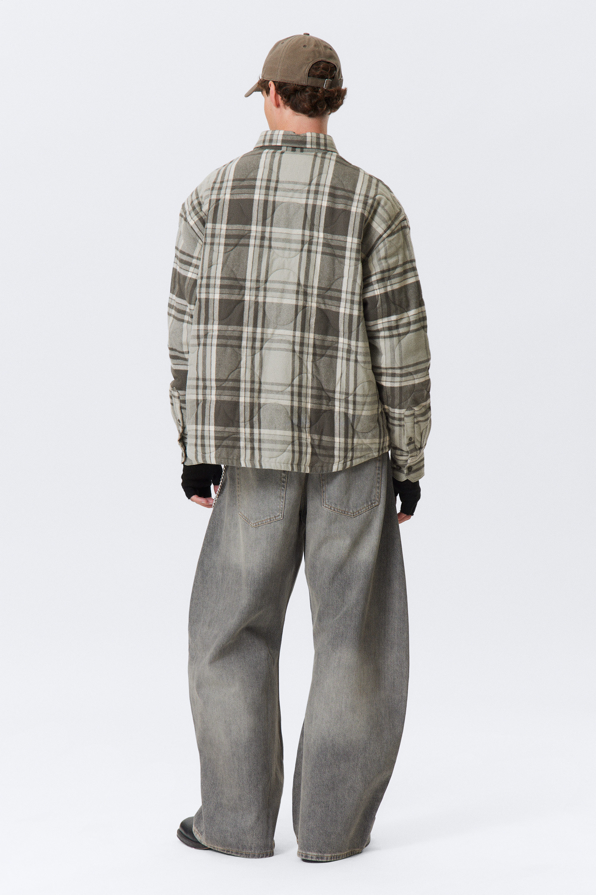 Grey Checked - PADDED FLANNEL OVERSHIRT JACKET - 3