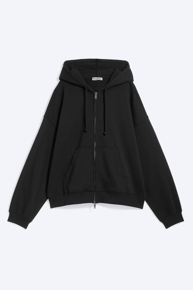 Sudadera estándar con capucha y cremallera - Negro/Azul oscuro - 1