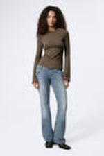 Dunkles Graubraun - Langarmshirt mit U-Boot-Ausschnitt Annie - 2