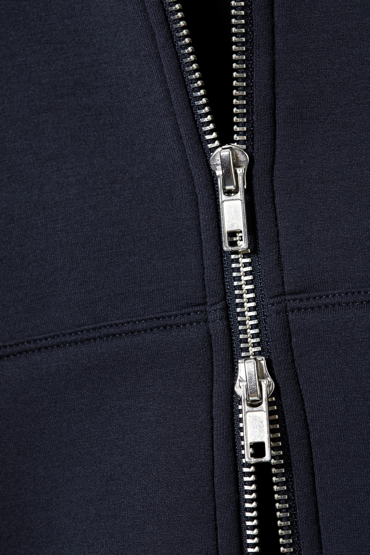 Loose Fit Scuba Zip Hoodie - Dark Blue/Grey Melange - 4