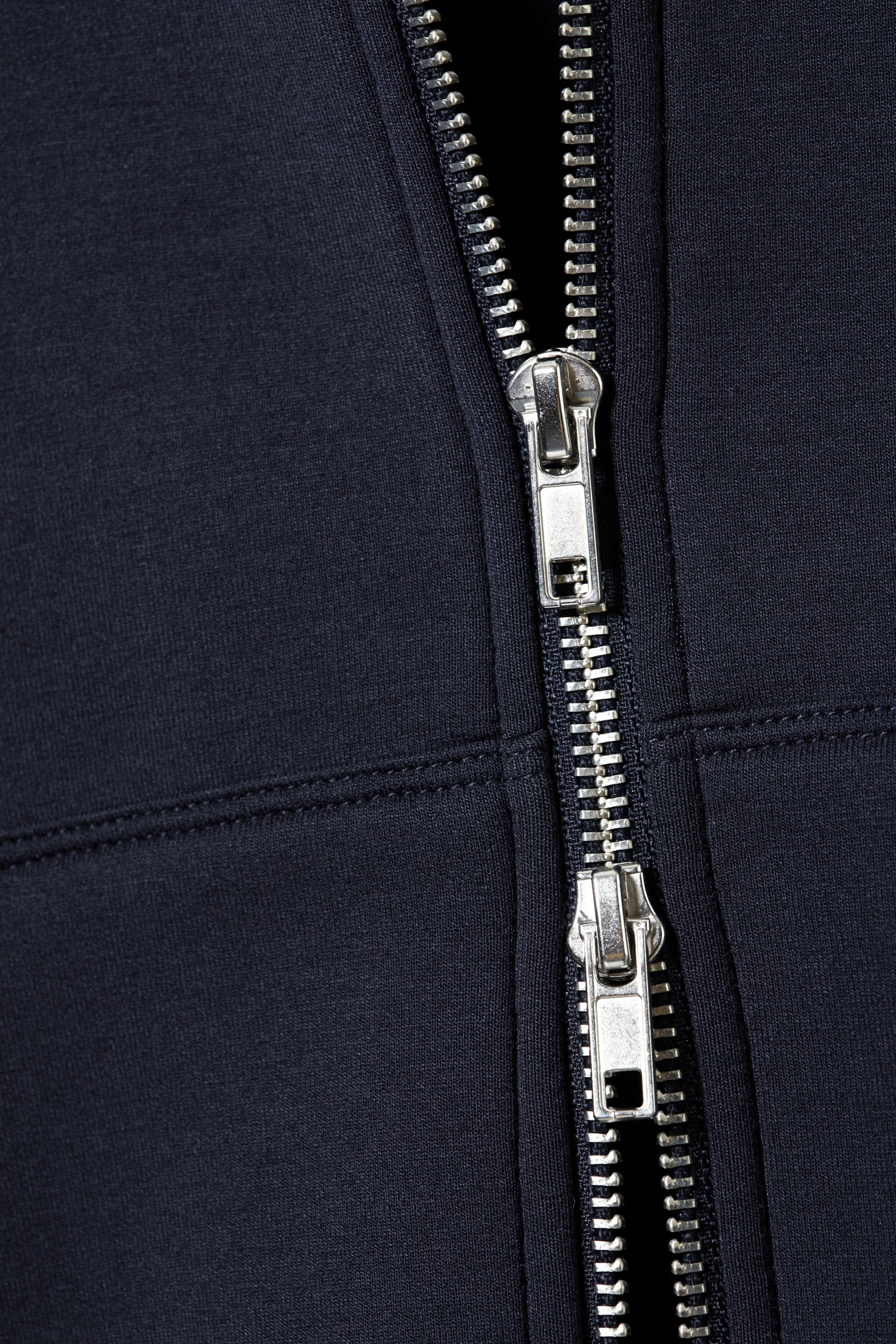 Dark Blue - Loose Fit Scuba Zip Hoodie - 5