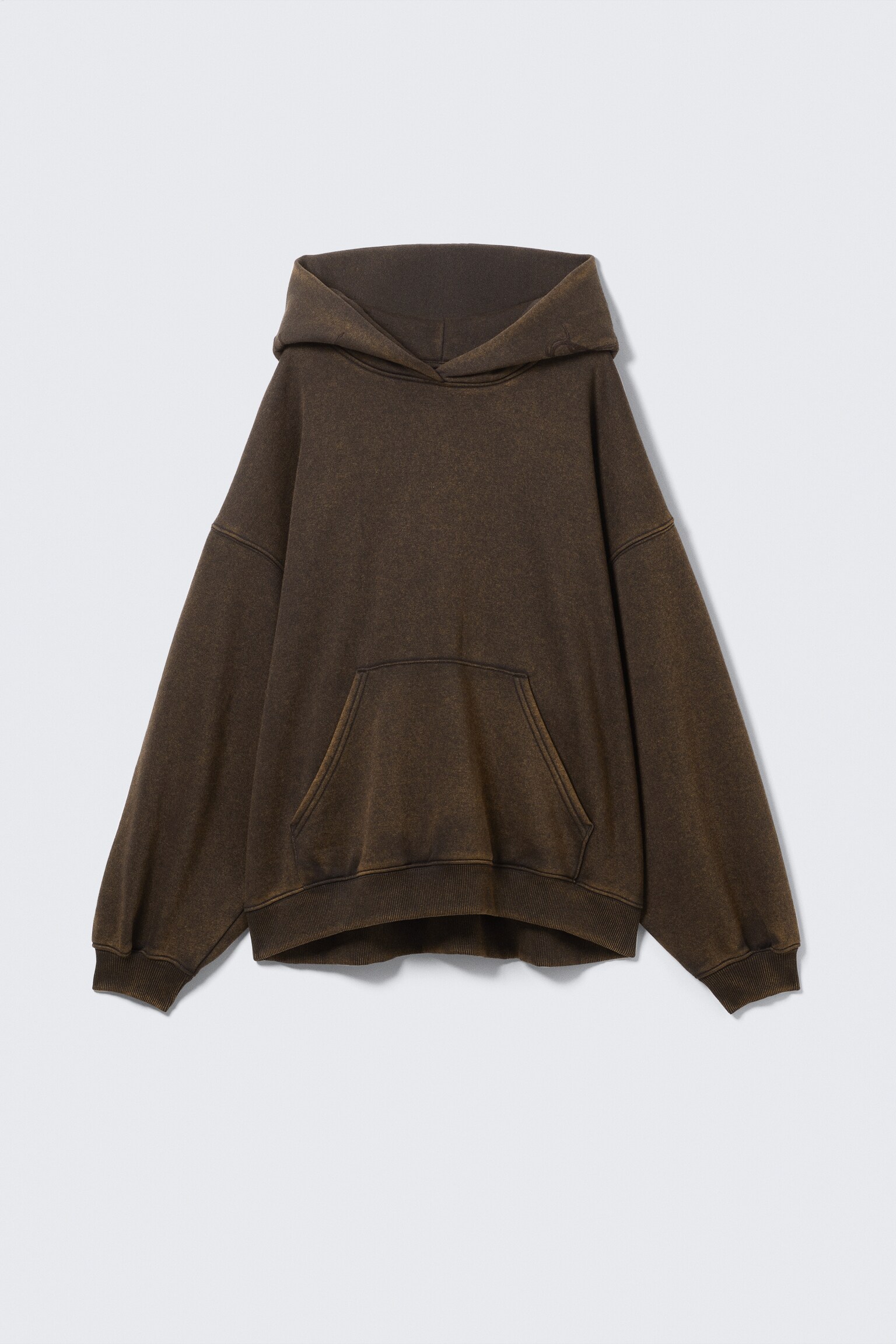 Broderad oversized tung hoodie - Mörkbrun - 2