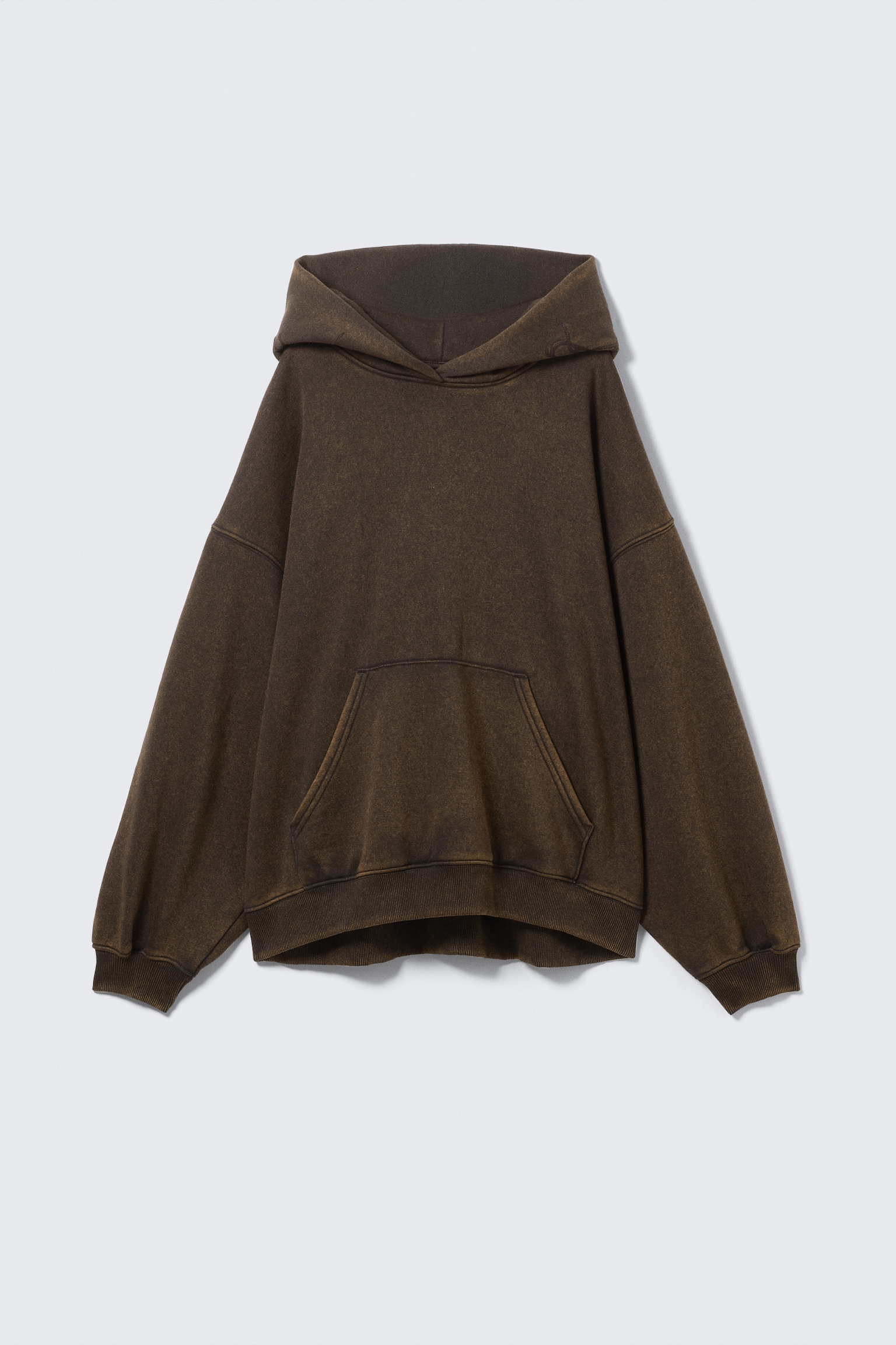Embroidered Oversized Heavy Hoodie - Dark Brown - 2